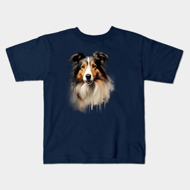 Collie Radiance - Remarkable Grunge Dog Tee Kids T-Shirt by trubble